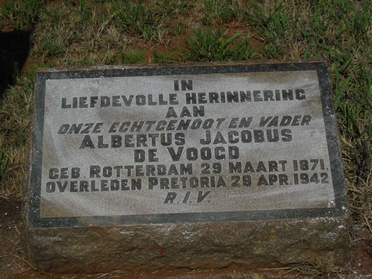 VOOGD Albertus Jacobus, de 1871-1942