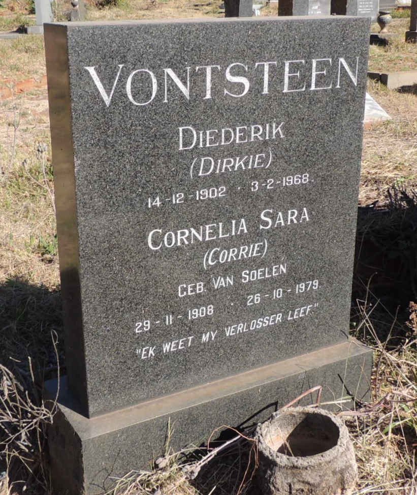 VONTSTEEN Diederik 1902-1968 &amp; Cornelia Sara VAN SOELEN 1908-1979