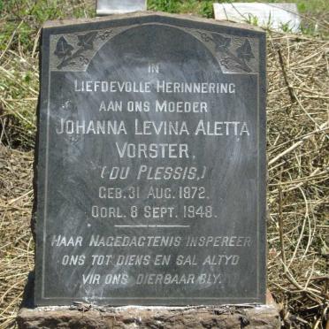 VORSTER Johanna Levina Aletta nee DU PLESSIS 1872-1948