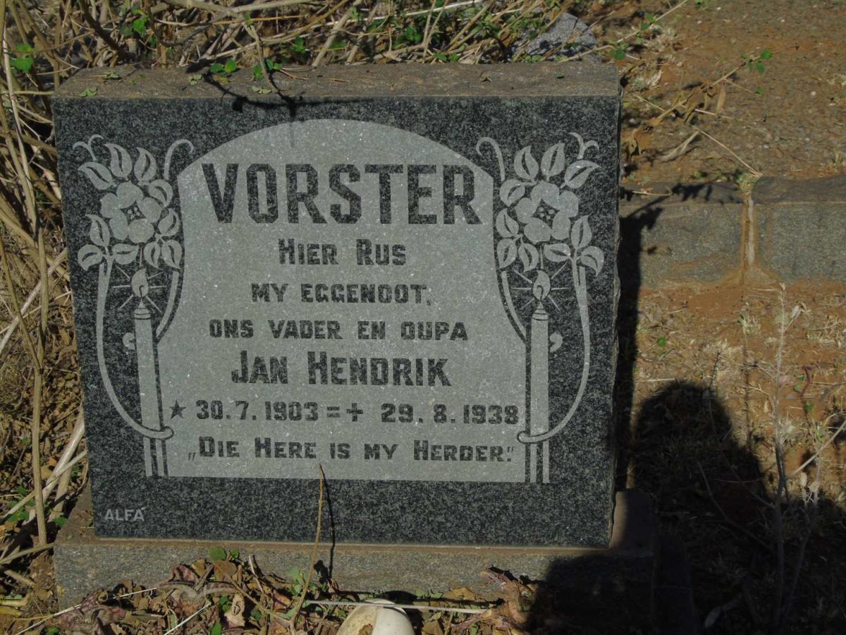 VORSTER Jan Hendrik 1903-1938