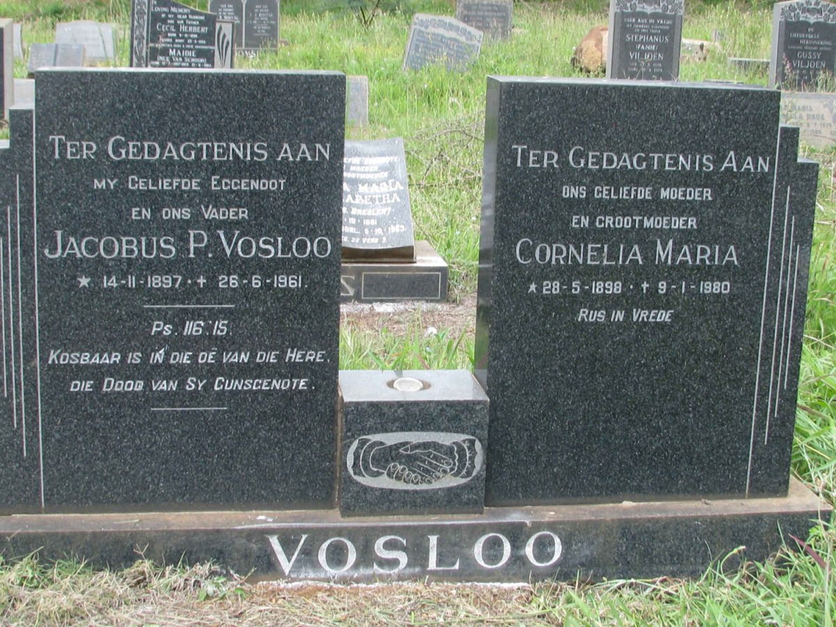 VOSLOO Jacobus P. 1897-1961 &amp; Cornelia Maria 1898-1980