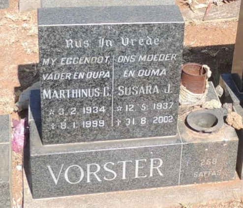 VORSTER Marthinus C. 1934-1999 & Susara J. 1937-2002