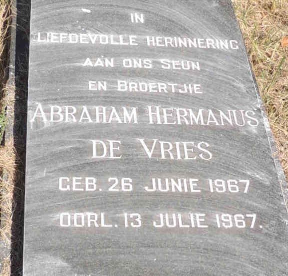 VRIES Abraham Hermanus, de 1967-1967