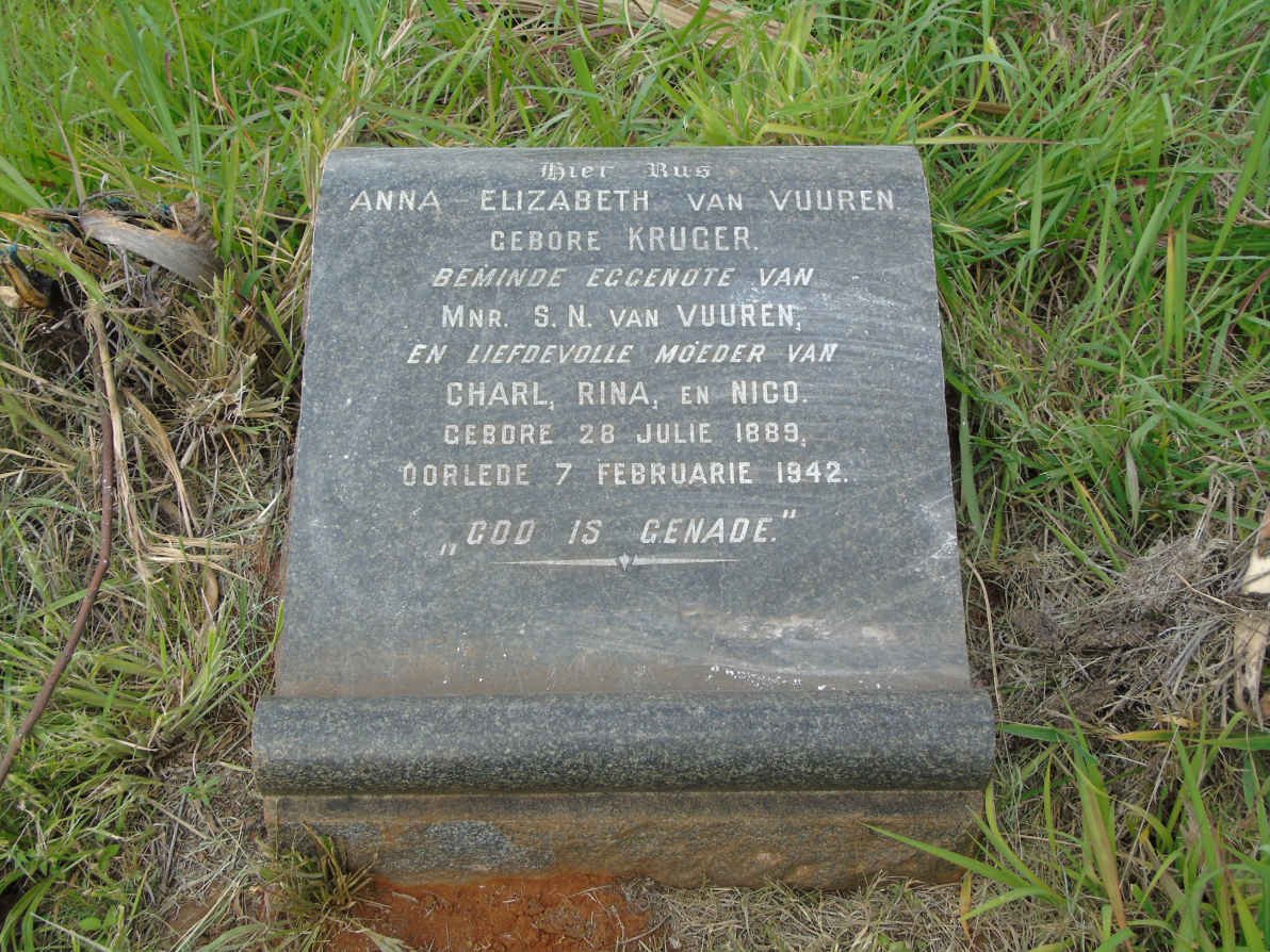 VUUREN Anna Elizabeth, van nee KRUGER 1889-1942