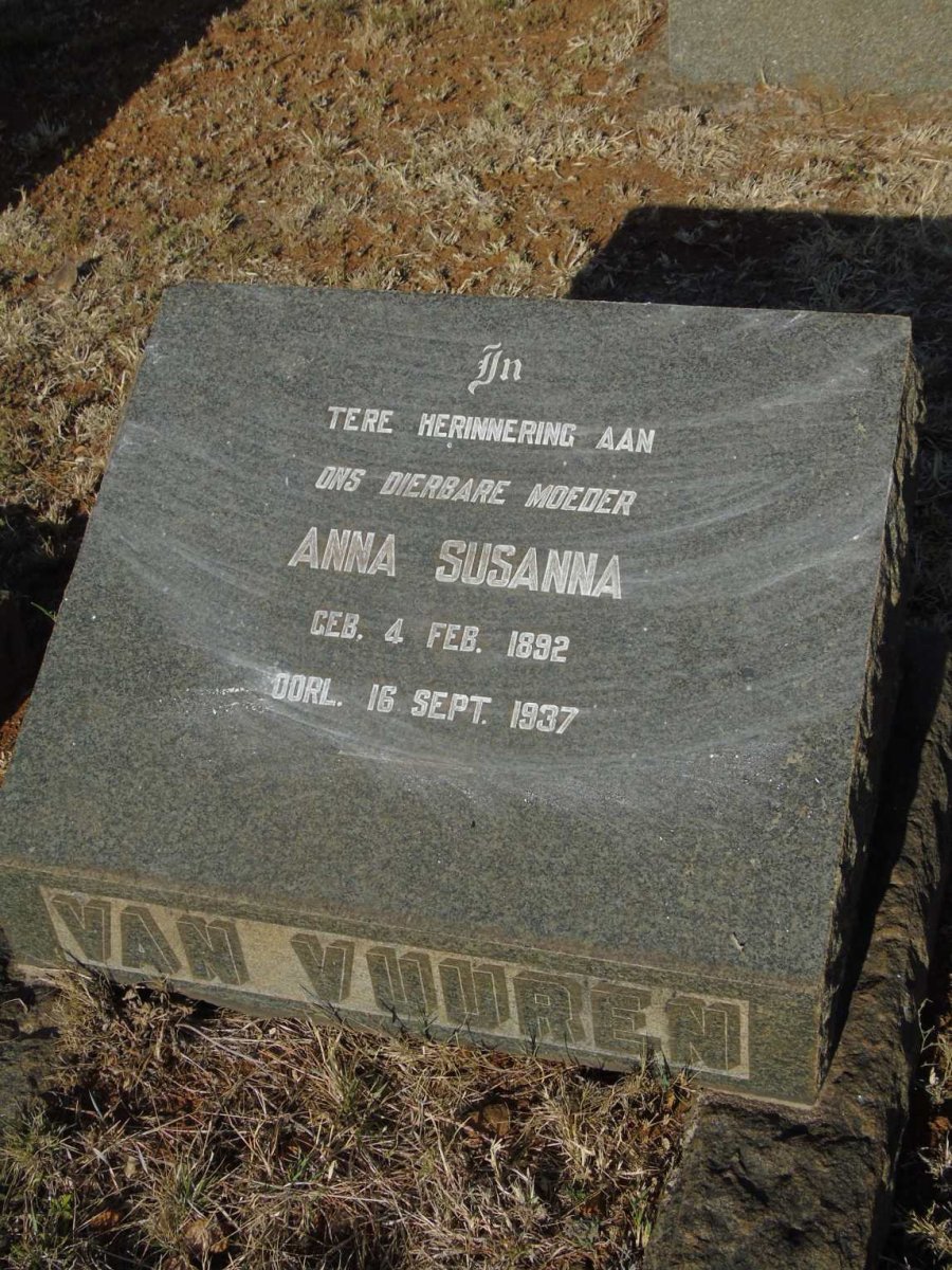 VUUREN Anna Susanna, van 1892-1937
