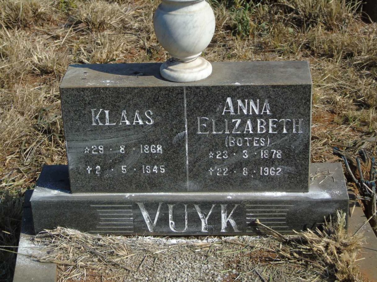 VUYK Klaas 1868-1945 & Anna Elizabeth BOTES 1878-1962
