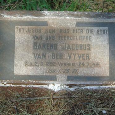 VYVER Barend Jacobus, van der 1892-1944