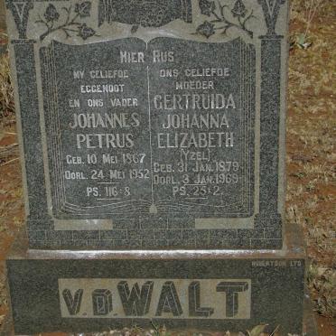 WALT Johannes Petrus, v.d. 1867-1952 & Gertruida Johanna Elizabeth YZEL 1879-1969