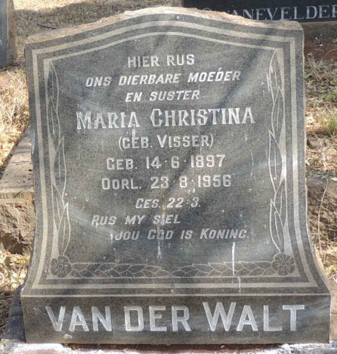 WALT Maria Christina, van der nee VISSER 1897-1956