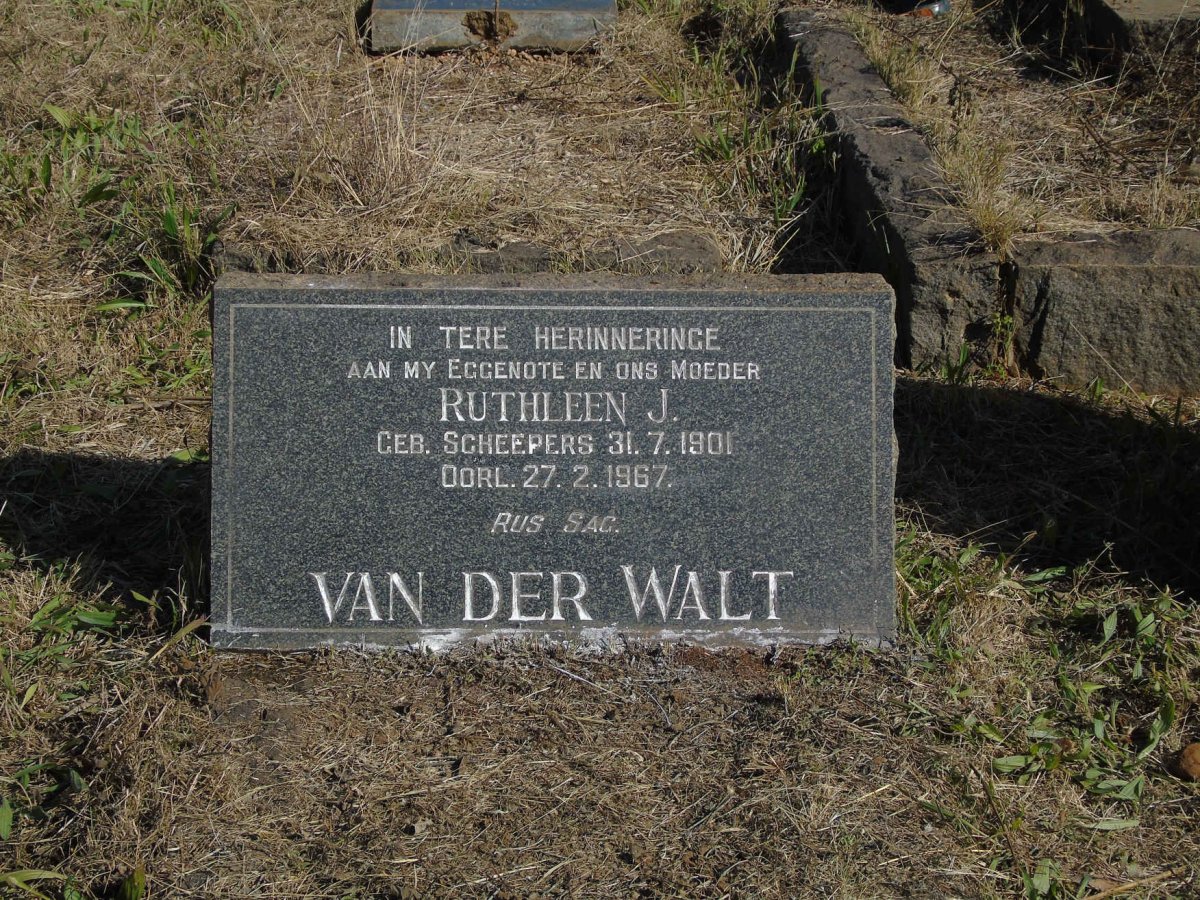 WALT Ruthleen J., van der nee SCHEEPERS 1901-1967