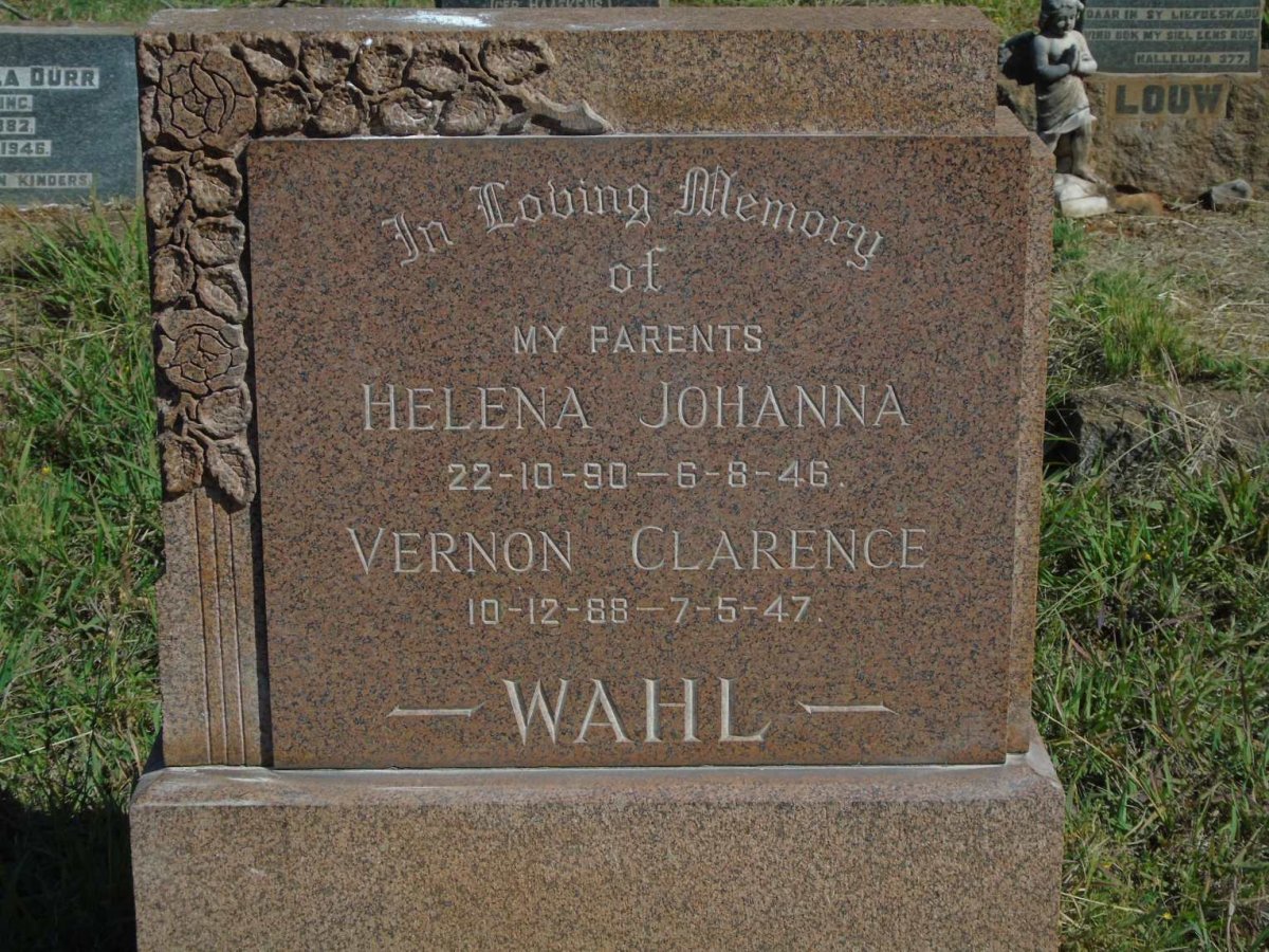 WAHL Vernon Clarence 1888-1947 & Helena Johanna 1890-1946