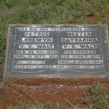 WALT Petrus Lodewyk, v.d. 1876-1951 & Hester Catharina GROBLER 1877-1943