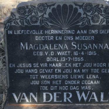 WALT Magdalena Susanna, van der nee v.d. WATT 1915-1955