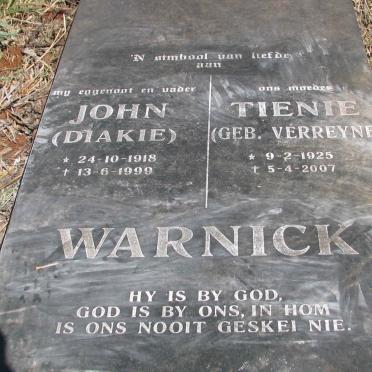 WARNICK John 1918-1999 &amp; Tienie VERREYNE 1925-2007