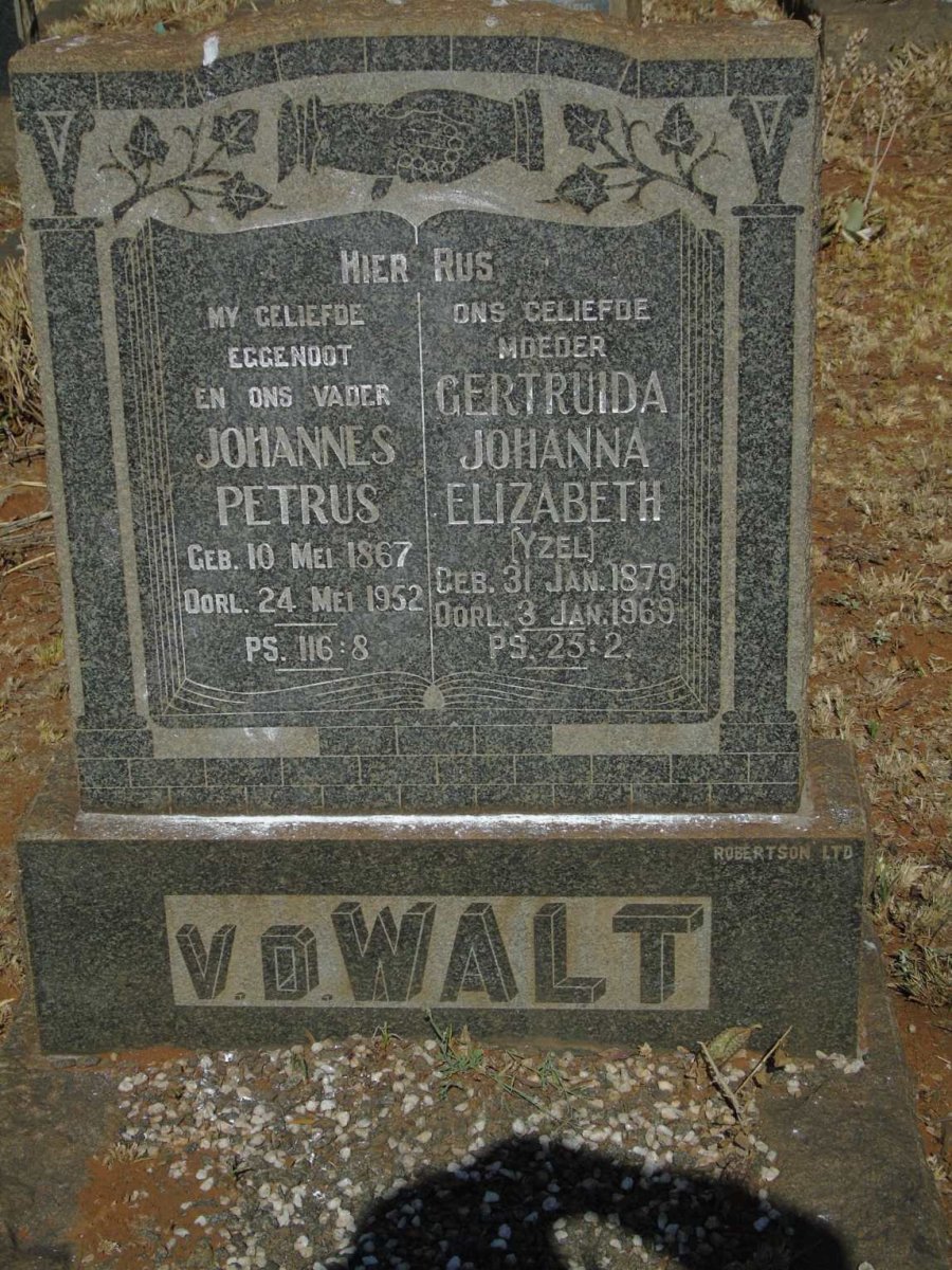 WALT Johannes Petrus, v.d. 1867-1952 & Gertruida Johanna Elizabeth YZEL 1879-1969