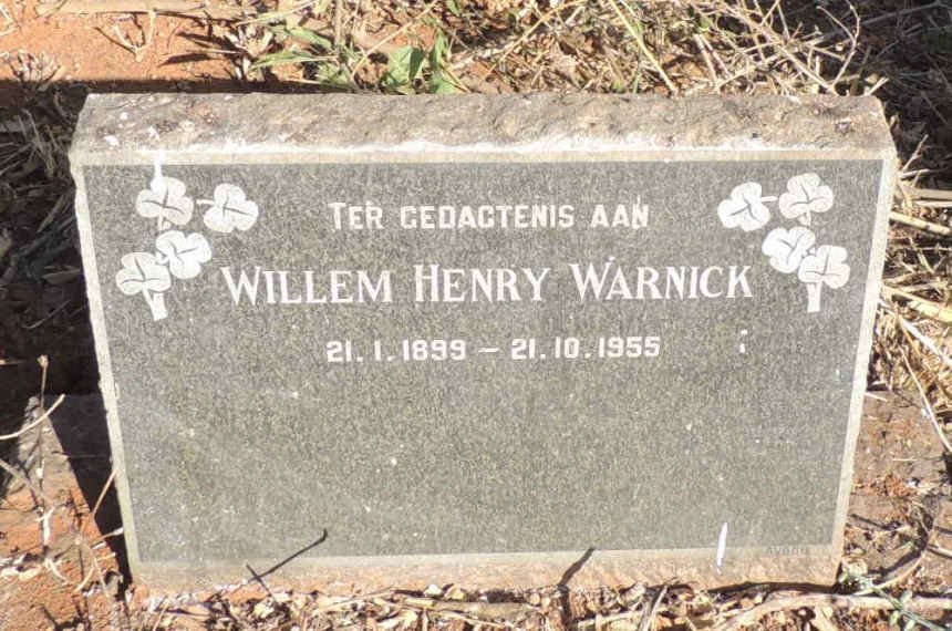 WARNICK Willem Henry 1899-1955