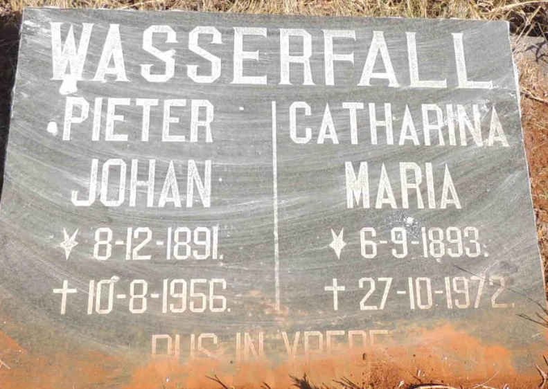 WASSERFALL Pieter Johan 1891-1956 & Catharina Maria 1893-1972