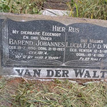 WALT Barend Johannes, van der 1890-1957 & Lucia F.C. VENTER 1886-1961