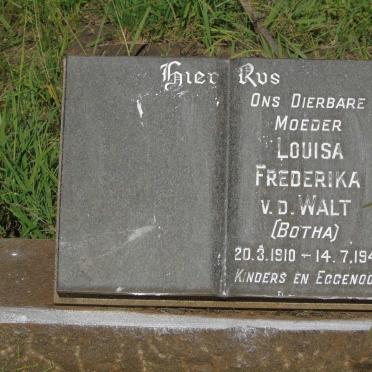 WALT Louisa Frederika, v.d. nee BOTHA 1910-1947
