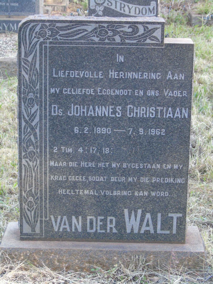 WALT Johannes Christiaan, van der 1890-1962
