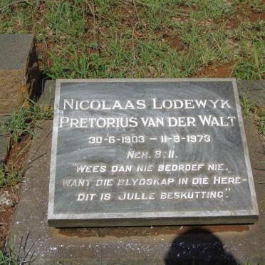 WALT Nicolaas Lodewyk Pretorius, van der 1903-1973