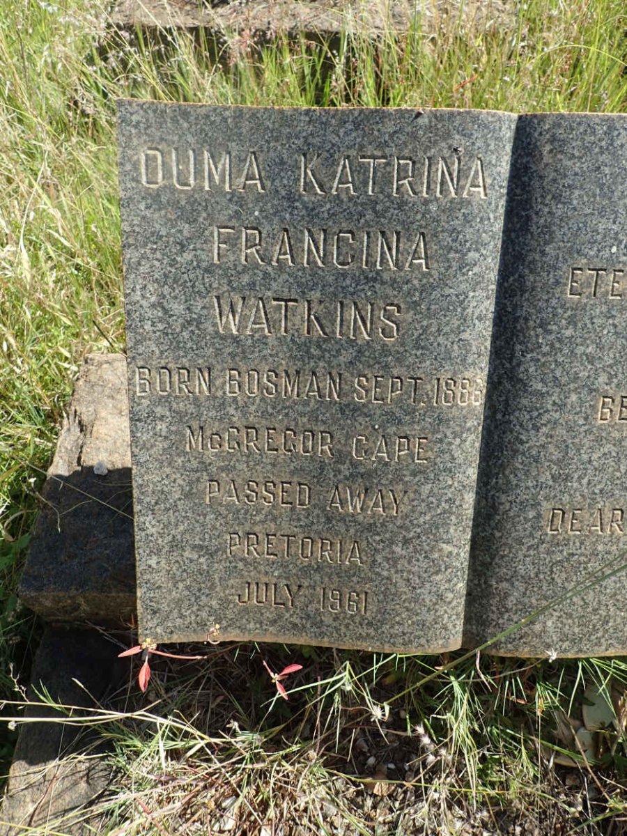 WATKINS Katrina Francina nee BOSMAN 1886-1961