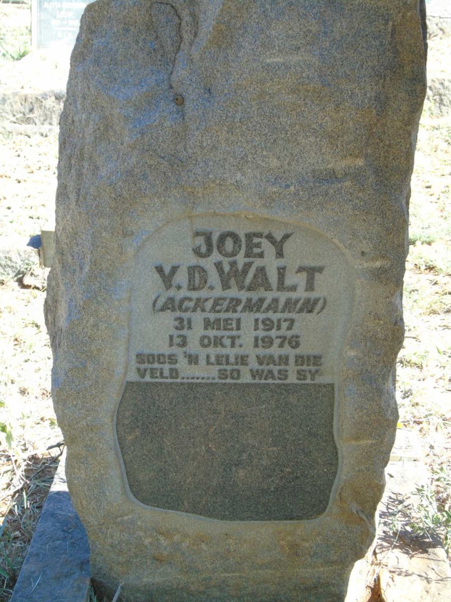 WALT Joey, v.d. nee ACKERMANN 1917-1976