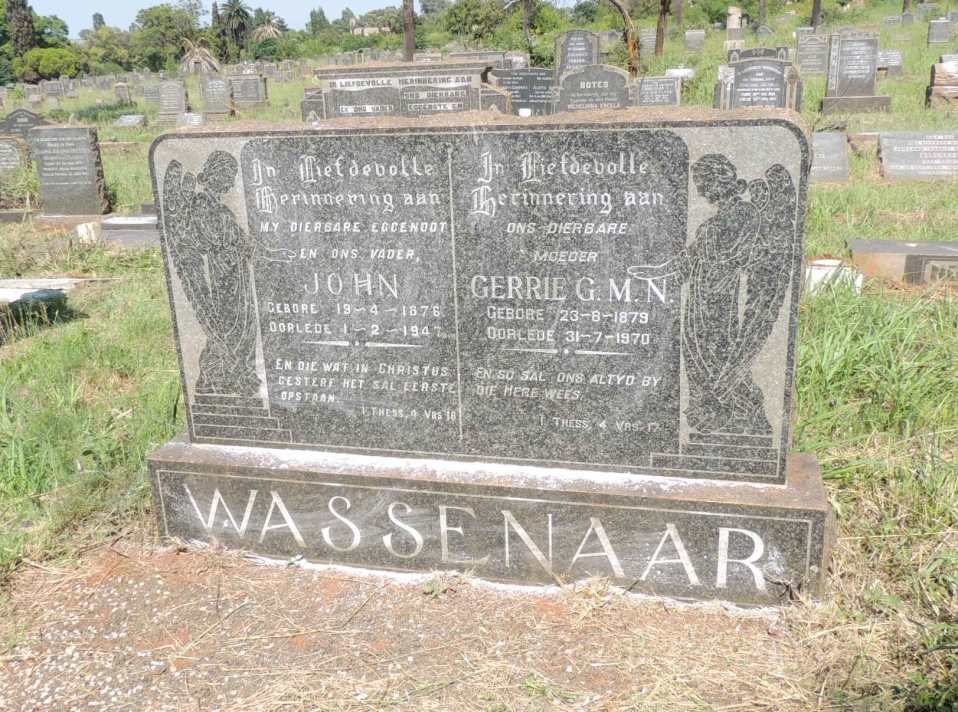 WASSENAAR John 1876-1947 & Gerrie G.M.N. 1879-1970