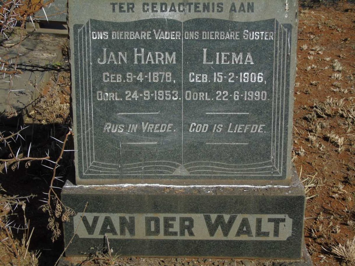 WALT Jan Harm, van der 1878-1953 :: VAN DER WALT Liema 1906-1990