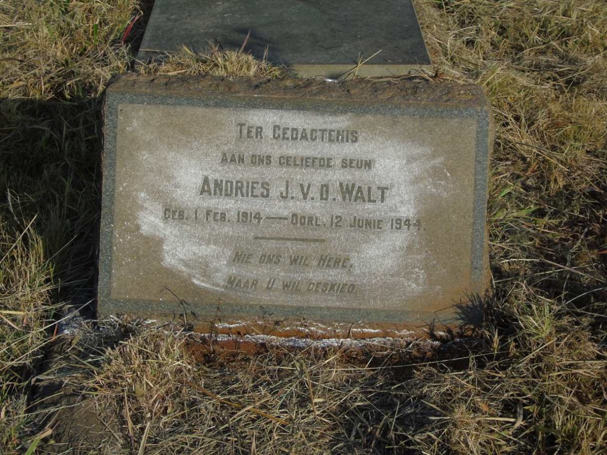 WALT Andries J, v.d. 1914-1944