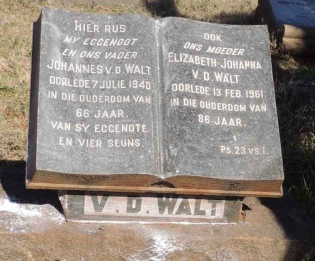 WALT Johannes, v.d. -1940 & Elizabeth Johanna -1961