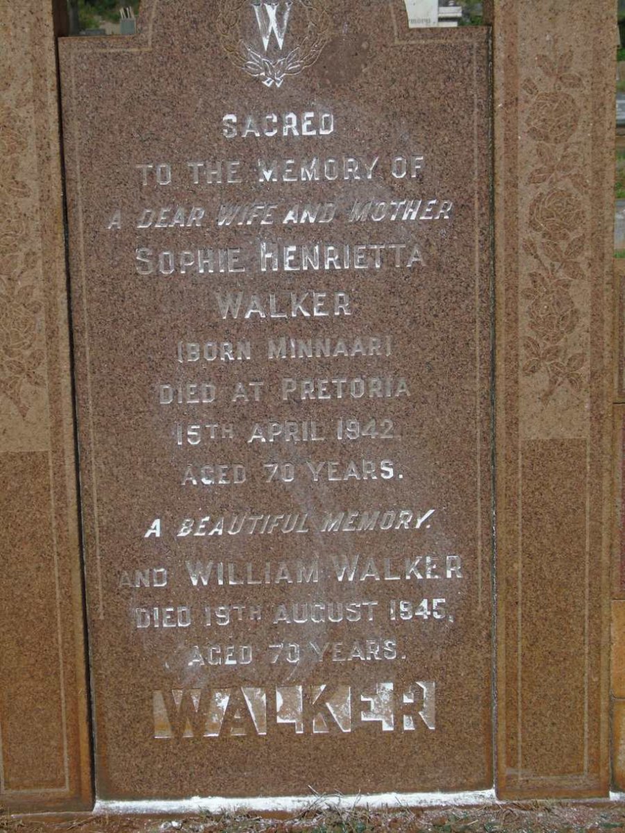 WALKER William -1945 & Sophie Henrietta MINNAAR -1942