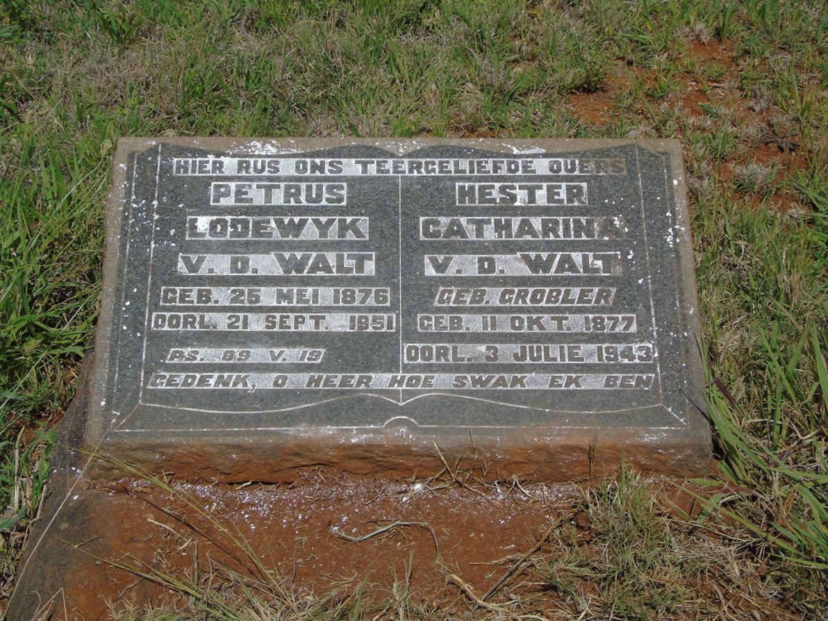 WALT Petrus Lodewyk, v.d. 1876-1951 & Hester Catharina GROBLER 1877-1943