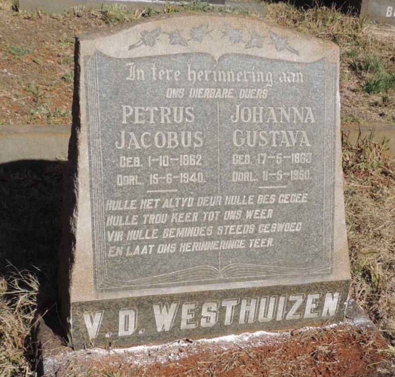 WESTHUIZEN Petrus Jacobus 1862-1940 &amp; Johanna Gustava 1863-1950