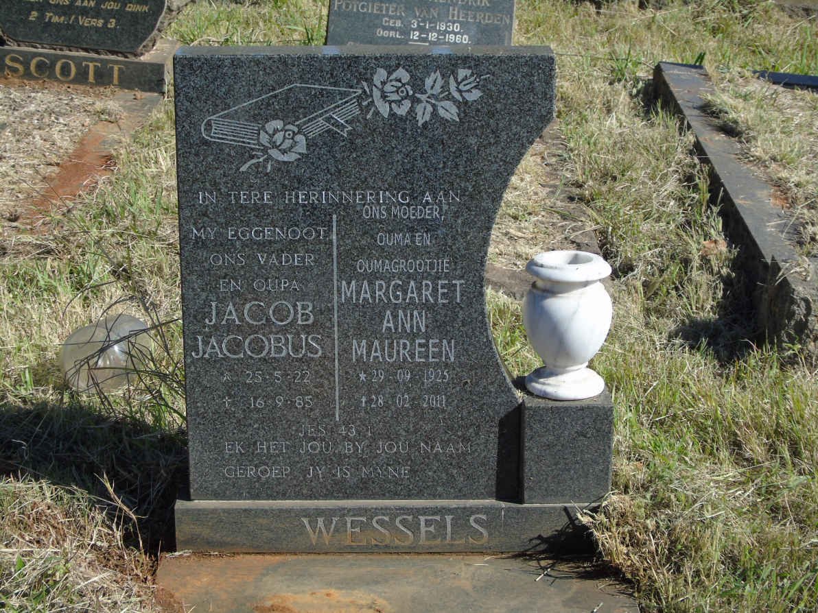 WESSELS Jacob Jacobus 1922-1985 &amp; Margaret Ann Maureen 1925-2011