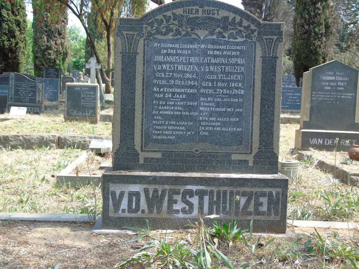 WESTHUIZEN Johannes Petrus, v.d. 1864-1944 &amp; Catharina Sophia VILJOEN 1868-1948