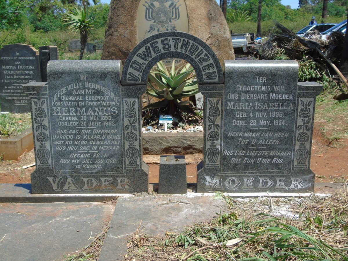 WESTHUIZEN Hermanus v.d., 1893-1953 &amp; Maria Isabella 1896-1954