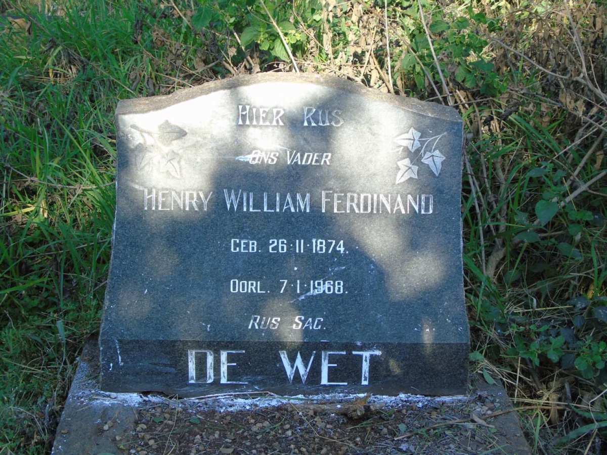 WET Henry William Ferdinand, de 1874-1968