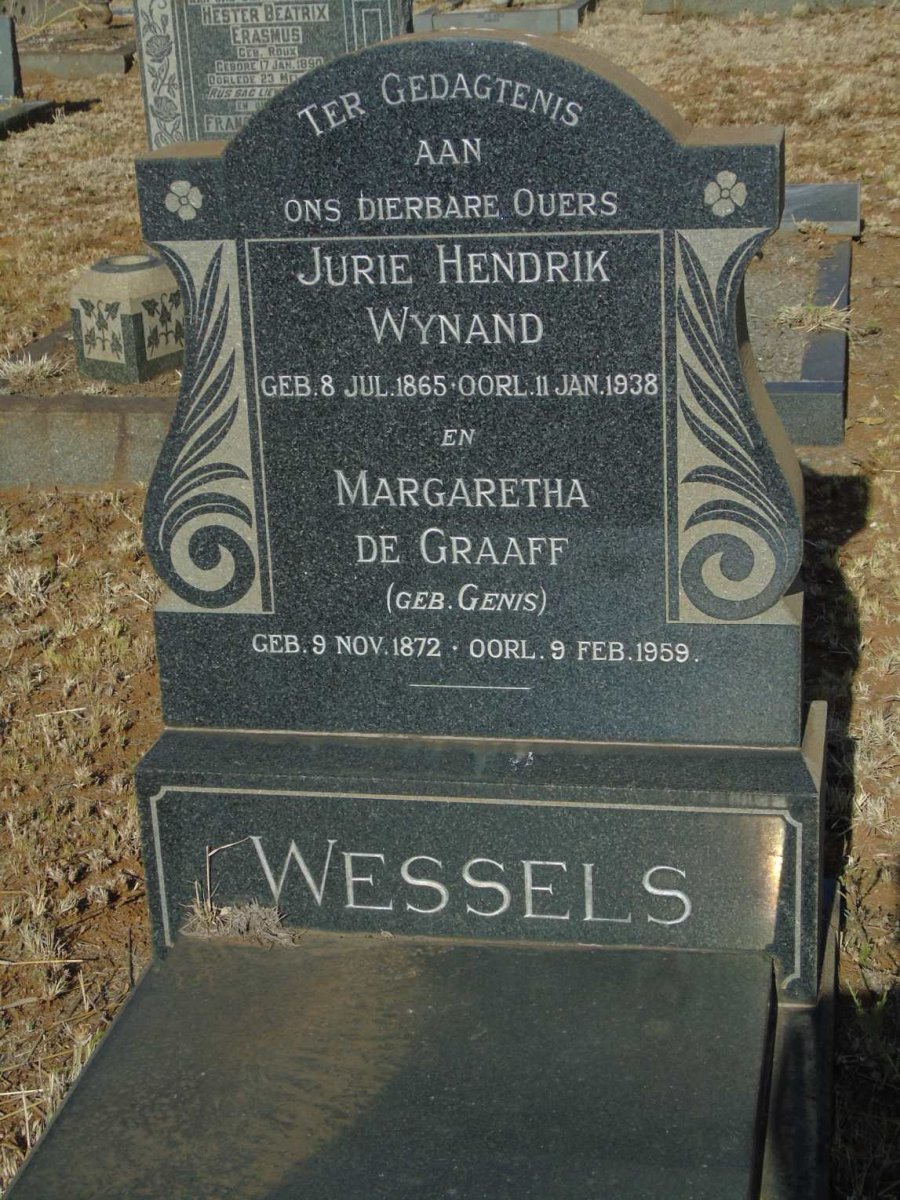 WESSELS Jurie Hendrik Wynand 1865-1938 & Margaretha De Graaff GENIS 1872-1959