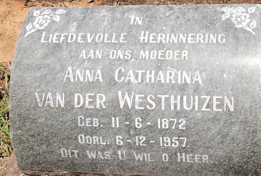WESTHUIZEN Anna Catharina, van der 1872-1957