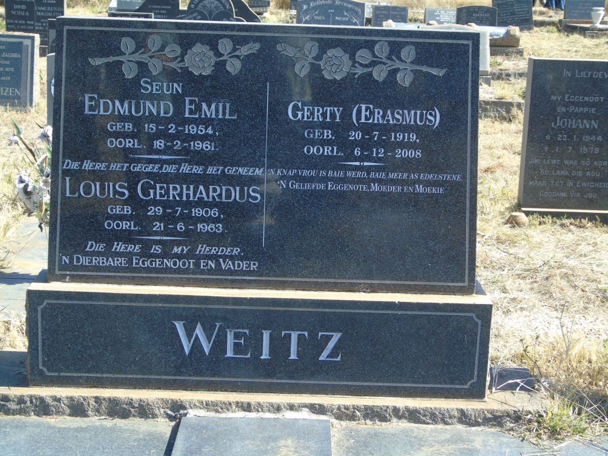WEITZ Louis Gerhardus 1906-1963 &amp; Gerty ERASMUS 1919-2008:: WEITZ Edmund Emil 1954-1961