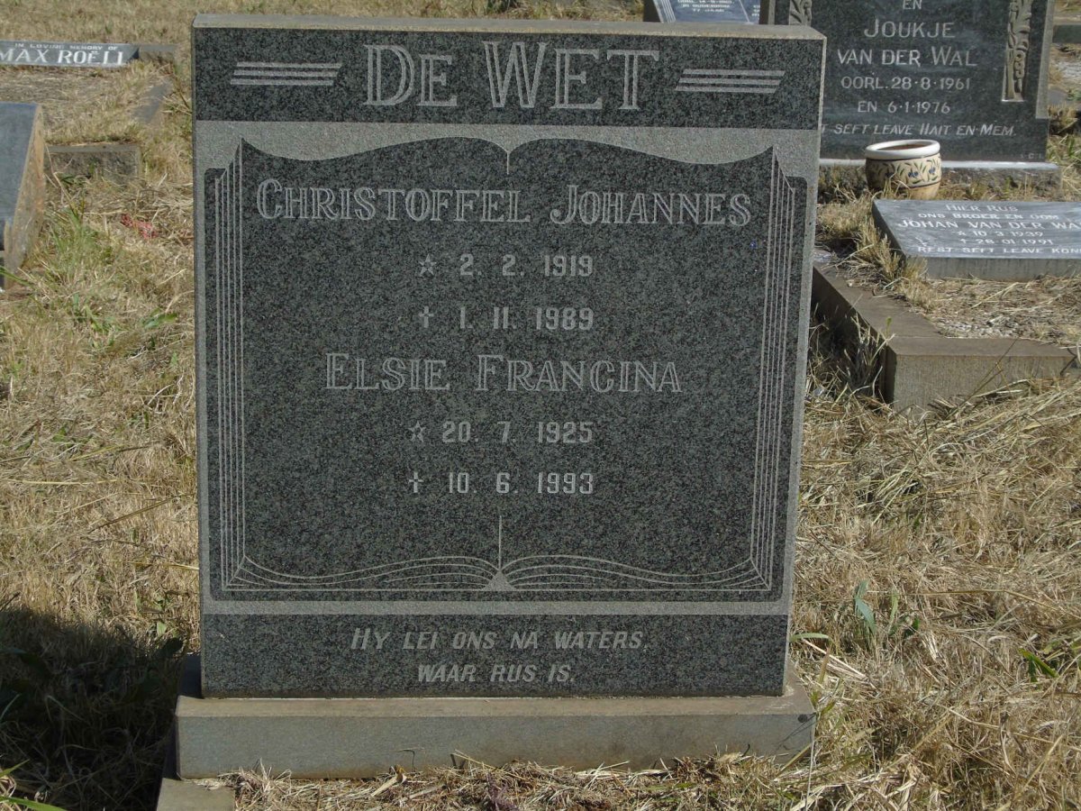 WET Christoffel Johannes, de 1919-1989 &amp; Elsie Francina 1925-1993