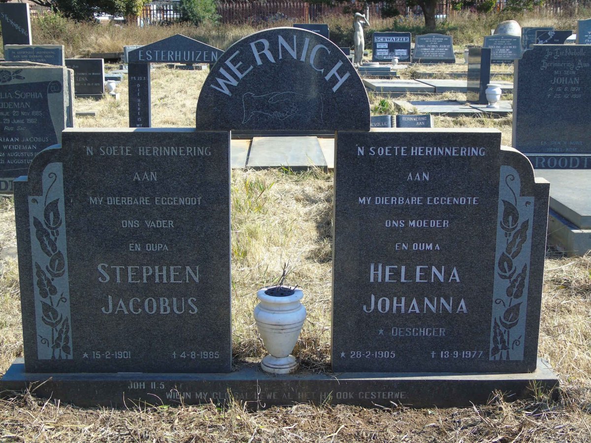 WERNICH Stephen Jacobus 1901-1985 &amp; Helena Johanna OESCHGER 1905-1977