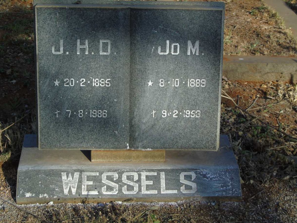 WESSELS J.H.D. 1895-1986 & Jo. M. 1889-1953