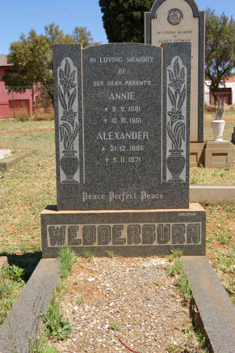 WEDDERBURN Alexander 1885-1971 &amp; Annie 1881-1951