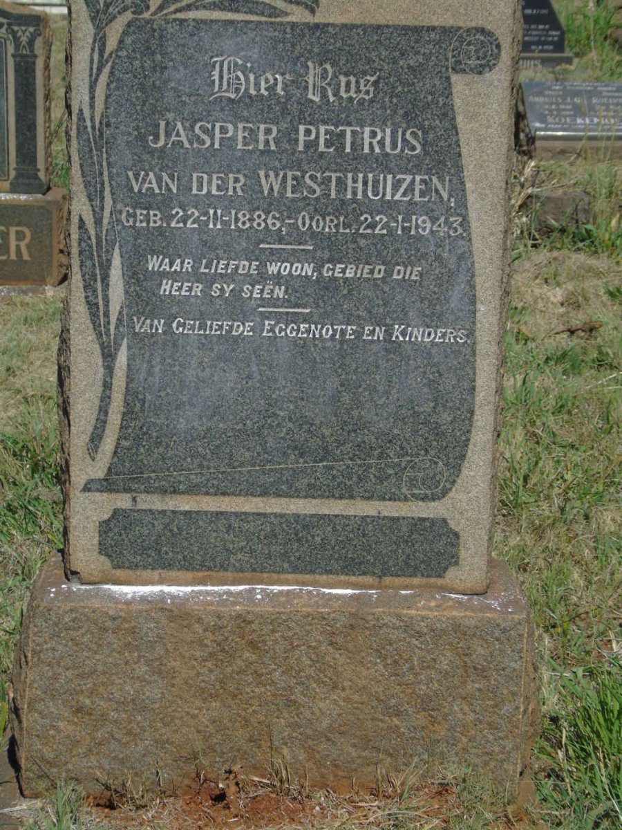 WESTHUIZEN Jasper Petrus, van der 1886-1943