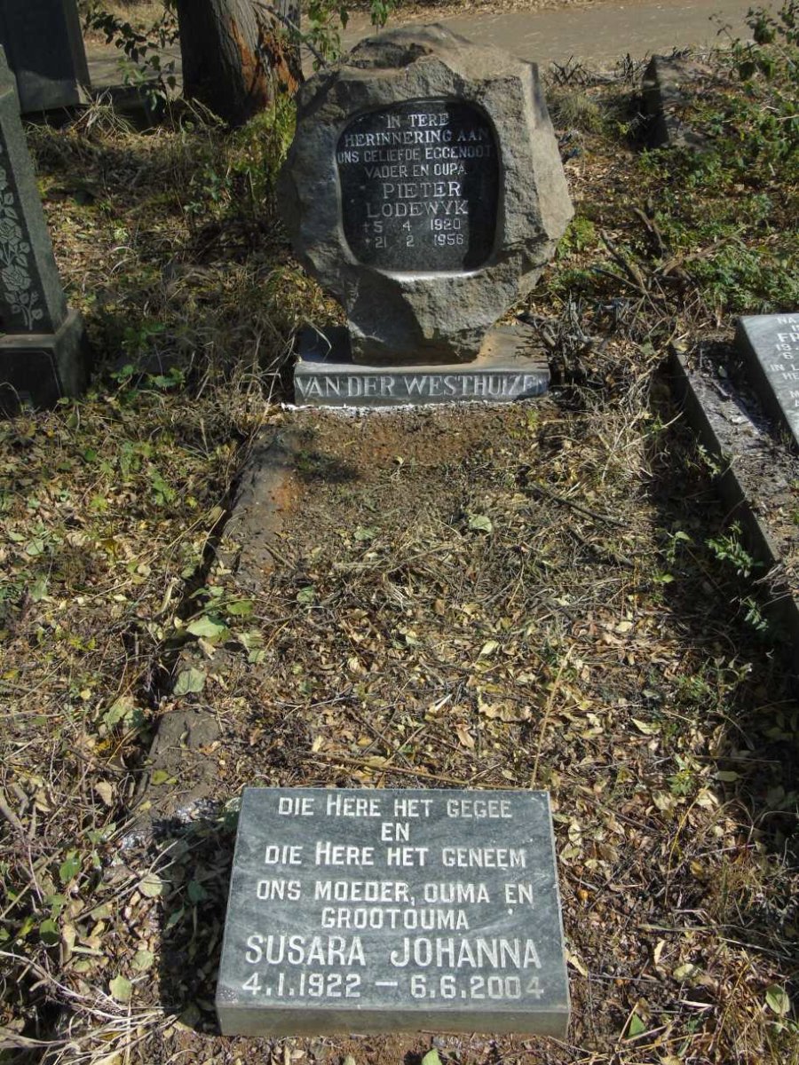 WESTHUIZEN Pieter Lodewyk, van der 1920-1956 :: ? Susara Johanna 1922-2004
