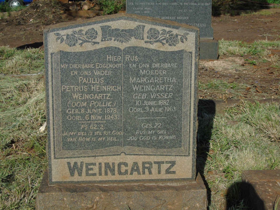 WEINGARTZ Paulus Petrus Heinrich 1878-1943 &amp; Margaretha VISSER 1882-1963
