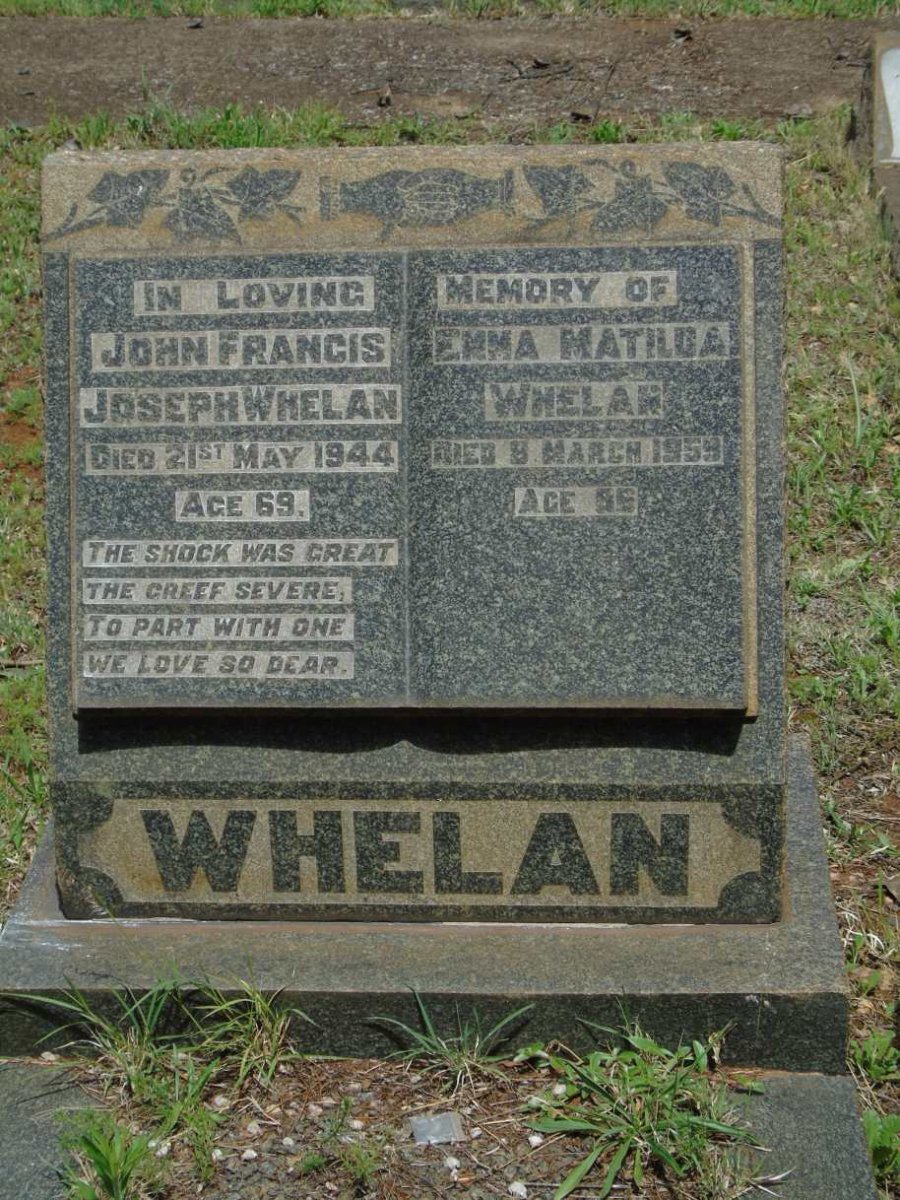 WHELAN John Francis Joseph -1944 & Emma Matilda -1959