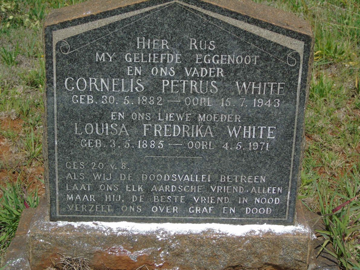 WHITE Cornelis Petrus 1882-1943 &amp; Louisa Fredrika 1885-1971